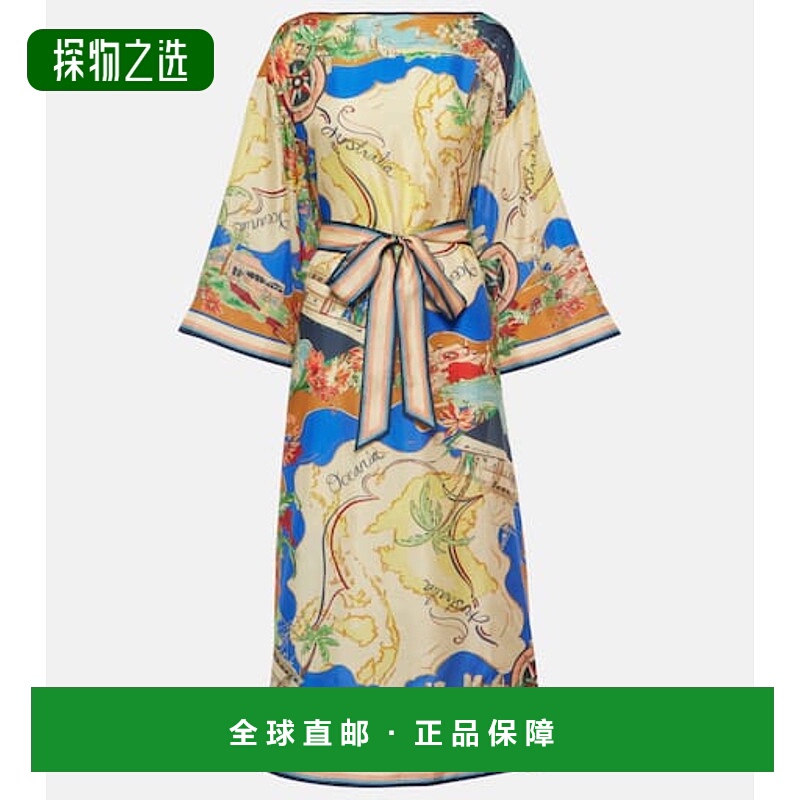 1h可退 香港直邮ZIMMERMANN 女士 Alight 印花真丝中长连衣裙