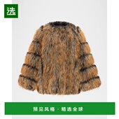 夹克 1h可退 适合多 仿狐狸毛短外套 女士时尚 美国直邮 Theia