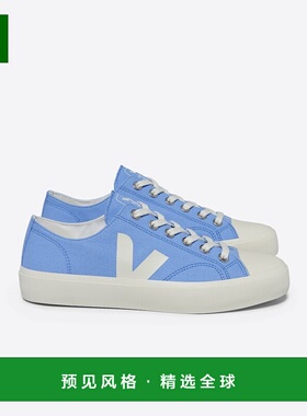 欧洲直邮VEJA Wata II系列女士岩石色/水蓝色帆布V标识低帮运