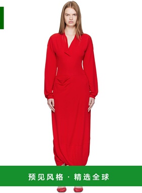 1h可退 香港直邮Lemaire 女士 红色 V 领连衣裙 DR1127LJ1040