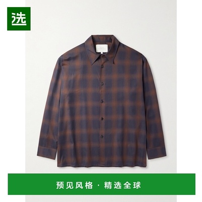 1h可退 香港直邮Studio Nicholson 男士 Strike 宽松款格纹棉质斜