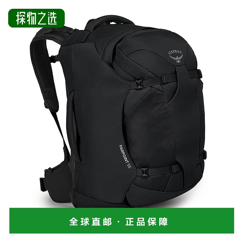 欧洲直邮Osprey Farpoint® 55 Travel Pack男士黑色聚酯纤维