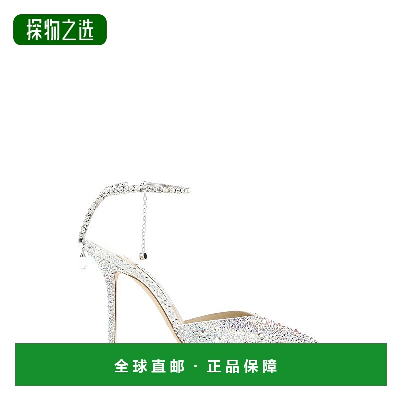 1h可退 欧洲直邮JIMMY CHOO 女士高跟鞋SAEDA100BAMIVORYCRYSTAL