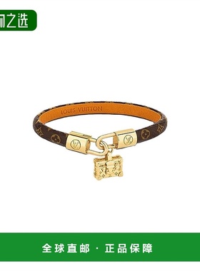 1h可退 欧洲直邮LV路易威登女士棕色帆布老花皮带小号行李箱挂饰