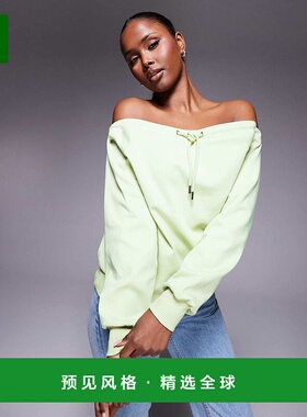 1h可退 香港直邮ASOS 女士 bardot 设计棉毛布绑带细节粉蜡笔绿色