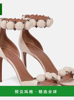 香港直邮Alaïa 女士 La Bombe 90 皮质凉鞋 beige米色 舒适时尚