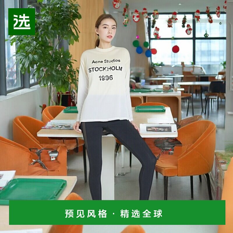 欧洲直邮Acne Studios艾克妮1996系列字母Logo印花长袖T恤女装明图片