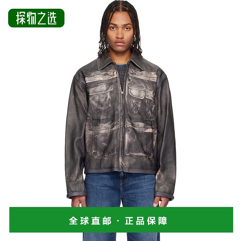 香港直邮Diesel 迪赛 男士 黑色 L-Mayer 皮革夹克 A185330EPBT