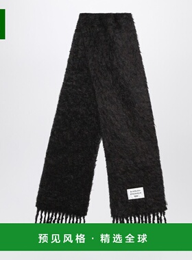 1h可退 香港直邮Acne Studios 艾克妮 男士 黑色羊毛带Logo围巾 C