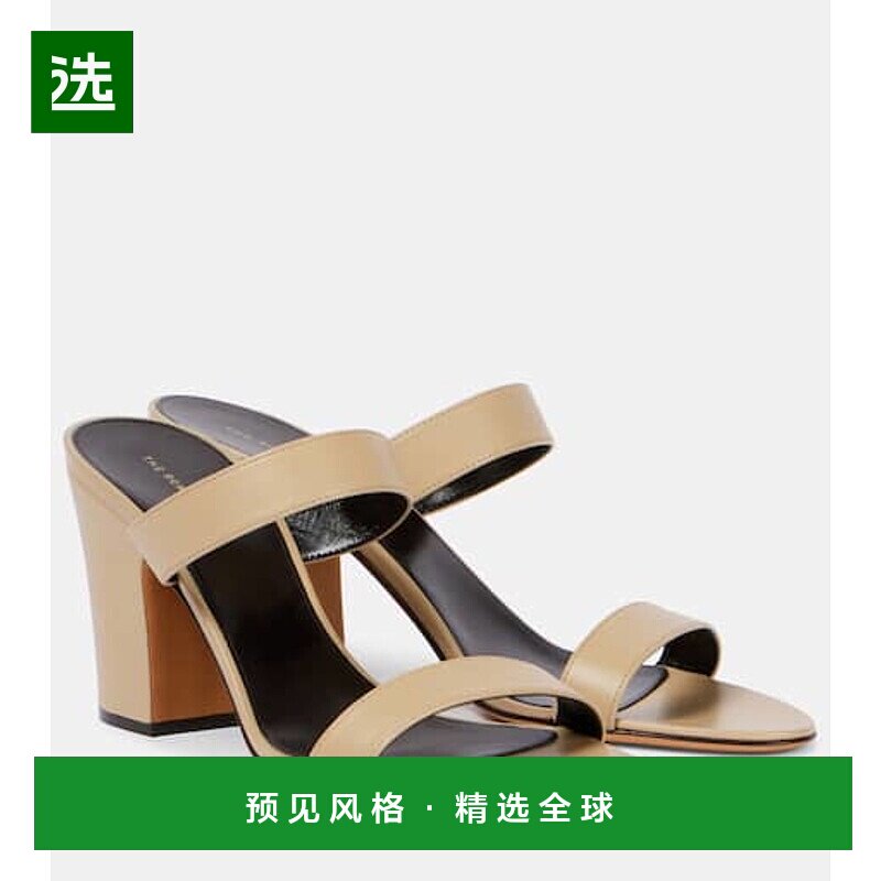 1h可退 香港直邮The Row 女士 Awar 皮质凉鞋 grey灰色 舒适时尚