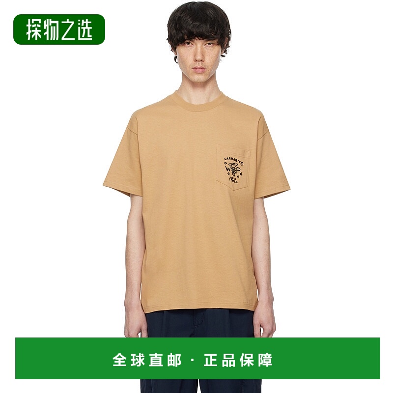 1h可退 香港直邮CARHARTT WIP 男士 黄褐色 Fragments Pocket T