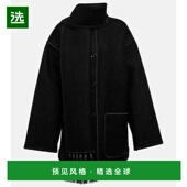 1h可退 black黑色 刺绣羊毛混纺围巾领夹克 香港直邮TOTÊME 女士