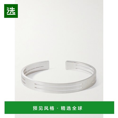 1h可退 Le Gramme 男士 19g 穿孔缎带再生纯银手镯 carpe配饰