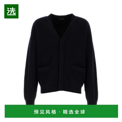 1h可退 香港直邮Prada 普拉达 男士 深蓝羊绒针织开衫 UMG336SOOO