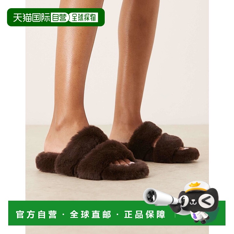 1h可退 香港直邮ASOS 女士 Zoey mule 设计双带状巧克力色便鞋