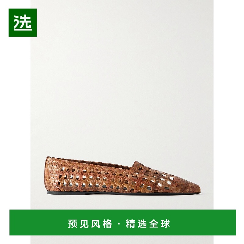 1h可退 香港直邮Loro Piana 诺悠翩雅 女士 Ayame 编织皮质尖头平