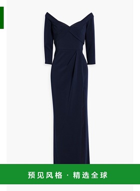 1h可退 香港直邮MARCHESA NOTTE 女士 垂褶绉纱睡裙 N64G3313NAVY