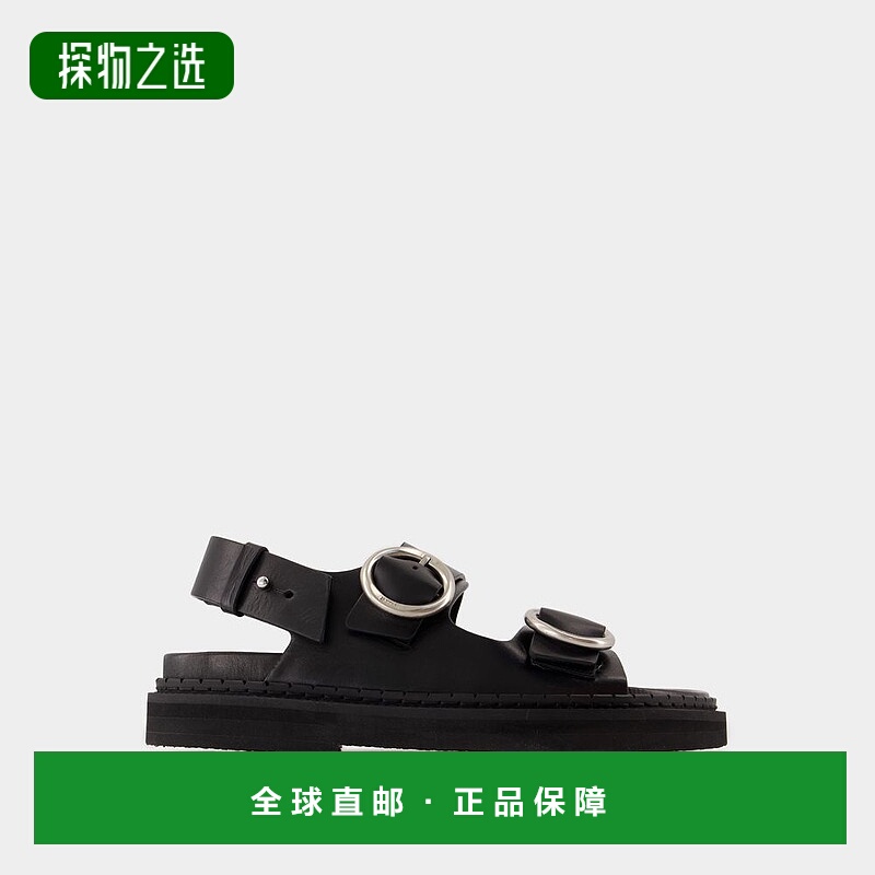 1h可退 香港直邮Ami Paris 男士 搭扣凉鞋 USV303AL0097 black黑