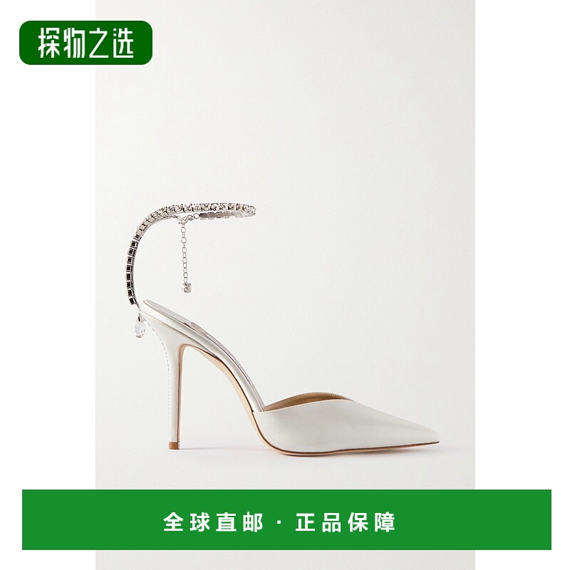 1h可退 香港直邮Jimmy Choo 周仰杰 女士 Saeda 100 水晶装饰绸缎