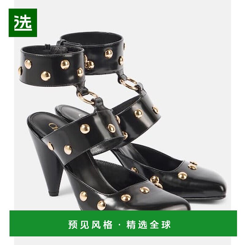 1h可退 香港直邮Chloe 蔻依 女士 Jade 铆钉皮质浅口鞋 black黑色