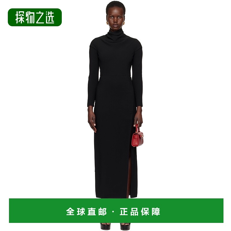 1h可退 香港直邮Versace 范思哲 女士 黑色 Cady Draped-Neck Sli