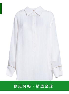香港直邮N21 女士衬衫 G04136171101 SS2025 白色 翻领长袖衬衫