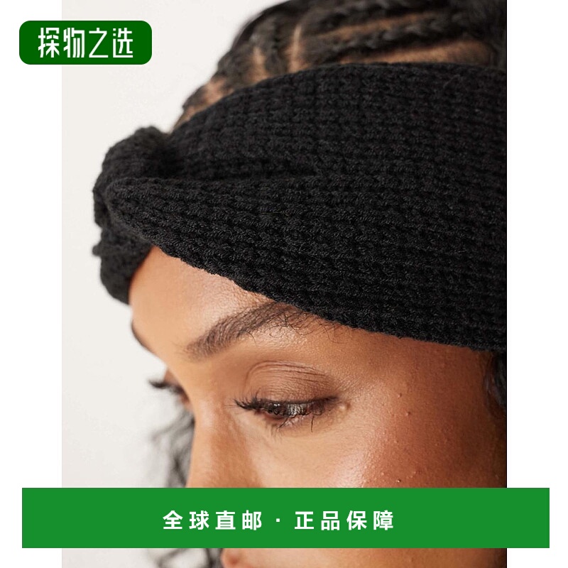 香港直邮ASOS 女士 设计织纹针织头带(黑色) black黑色 舒适时尚