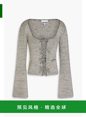 1h可退 香港直邮GANNI 甘尼 女士 金属感罗纹针织针织开衫 K20692