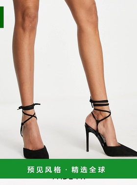 1h可退 香港直邮ASOS 女士 Prize 设计宽版裹腿高跟鞋(黑色)
