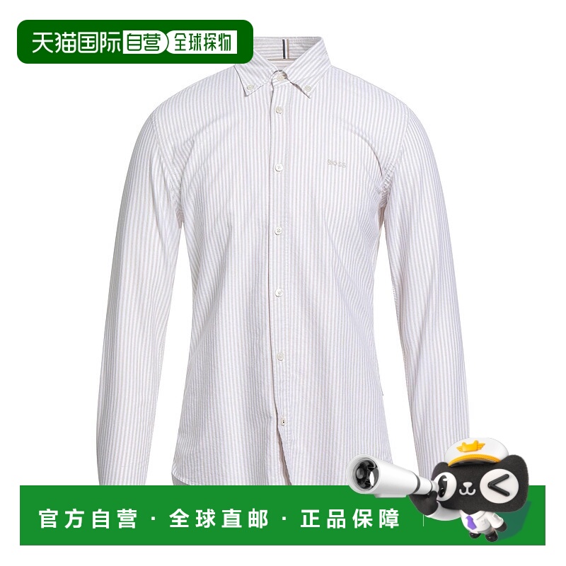 1h可退 香港直邮BOSS 波士 男士 条纹衬衫 beige米色 舒适时尚