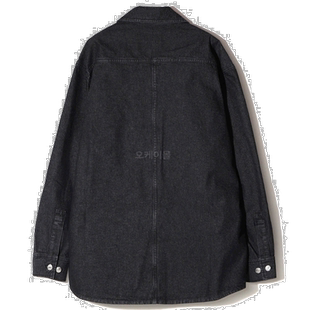 韩国直邮MAISON KITSUNE 狐狸头贴片黑色水洗牛仔工装外套长袖