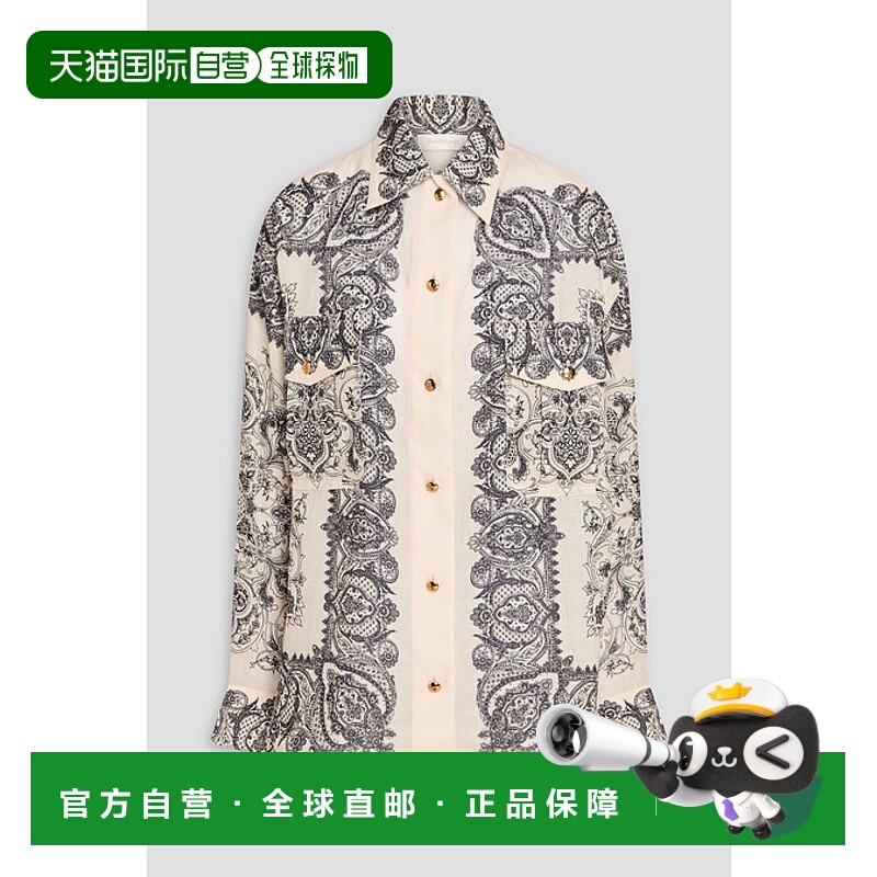 1h可退 香港直邮ZIMMERMANN 女士 佩斯利印花苎麻衬衫 0895TF24RT