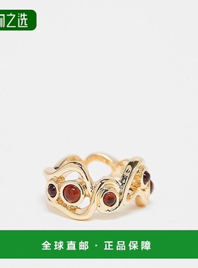 香港直邮ASOS 女士 and faux-amber settings 波浪设计晶石镶嵌色