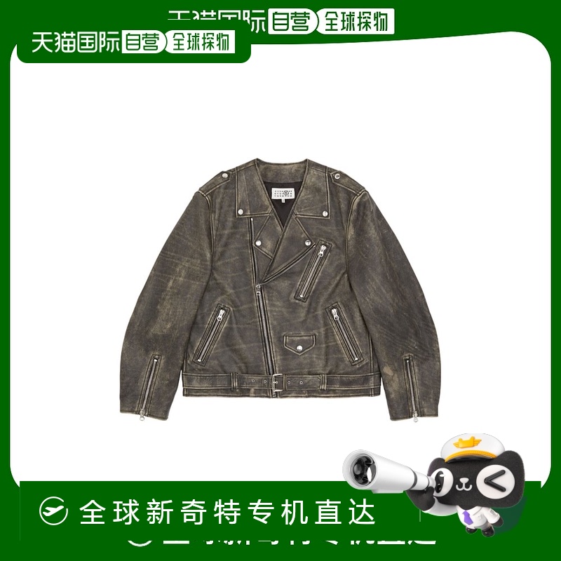香港直邮Mm6 Maison Margiela 厚重皮革机车夹克