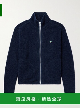 1h可退 香港直邮drakes 男士 Logo刺绣羊毛混纺抓绒夹克 DR2A5L21