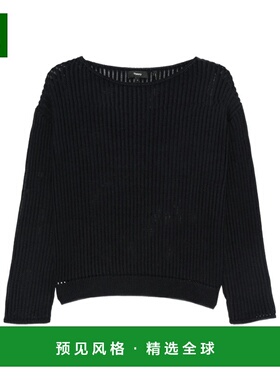 香港直邮THEORY 女士针织衫 P0614705G8E AW2025 黑色 罗纹船领针
