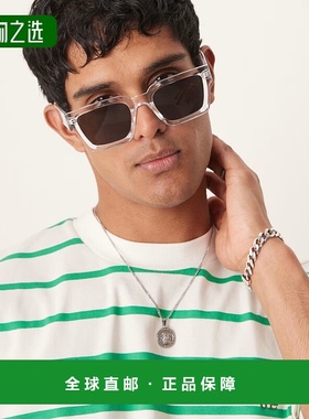 1h可退 香港直邮ASOS 男士 and bevel 设计烟灰色镜片透明镜框方