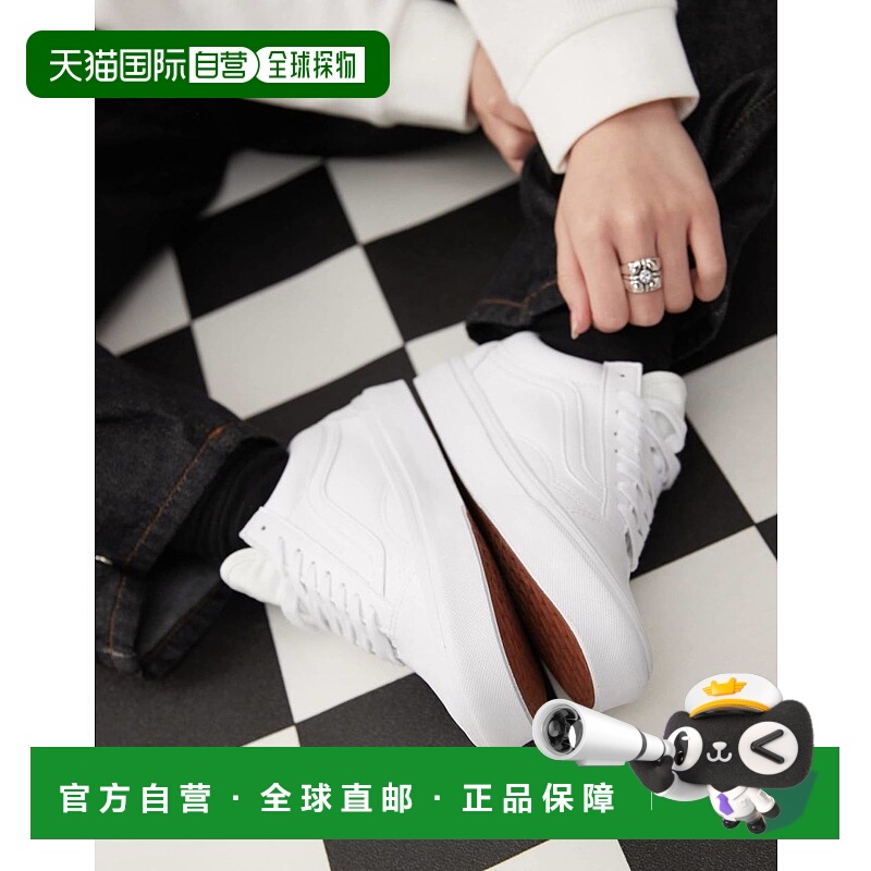 1h可退 香港直邮Vans 范斯 女士 Old Skool 仿皮三条带白色训练鞋