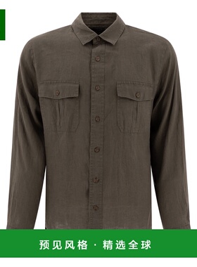 香港直邮VINCE 男士衬衫 M08341585389MNG SS2025 绿色 Linen 