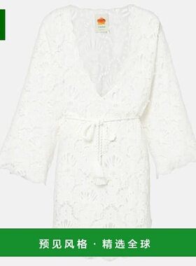 1h可退 香港直邮FARM RIO 女士 Seashell 英格兰刺绣棉质沙滩连衣