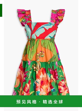 1h可退 香港直邮FARM RIO 女士 层叠印花棉质府绸迷你连衣裙 3313