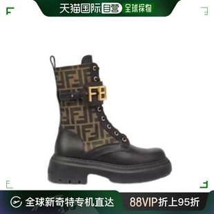 芬迪 香港直邮FendiFENDI FF徽标黑色徽标马丁靴