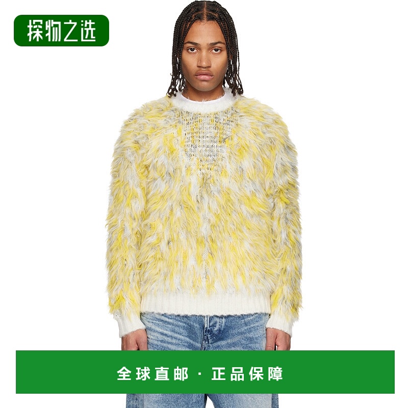 香港直邮Diesel 迪赛 男士 灰白色 & 黄色 K-Allen 毛衣 A214380E