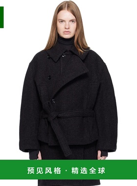 1h可退 香港直邮Lemaire 女士 黑色 Short Asymmetrical Bathrobe