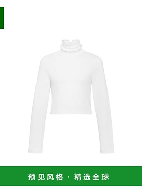 香港直邮Alaia 平纹针织短款T恤 AA9I0010J010B长袖高领针织衫