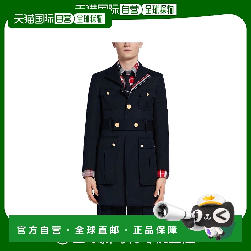 香港直邮Thom Browne 海军蓝翻领大衣 MOC807A04906