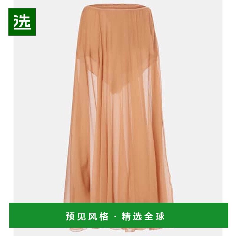 1h可退 香港直邮Chloe 蔻依 女士 真丝棉布中长半身裙 pink粉色