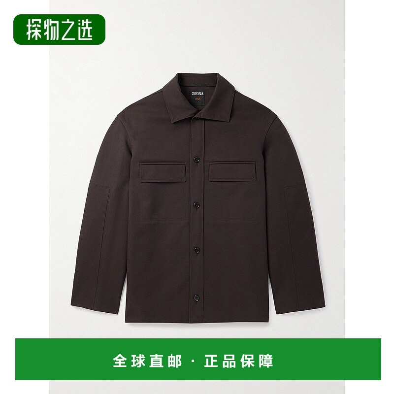 香港直邮zegna 杰尼亚 男士 棉质斜纹布衬衫式衬衫 FO2S7287014A2