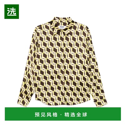 香港直邮MSGM 女士外套 3841MDE24X25715430 SS2025 黄色 几何图