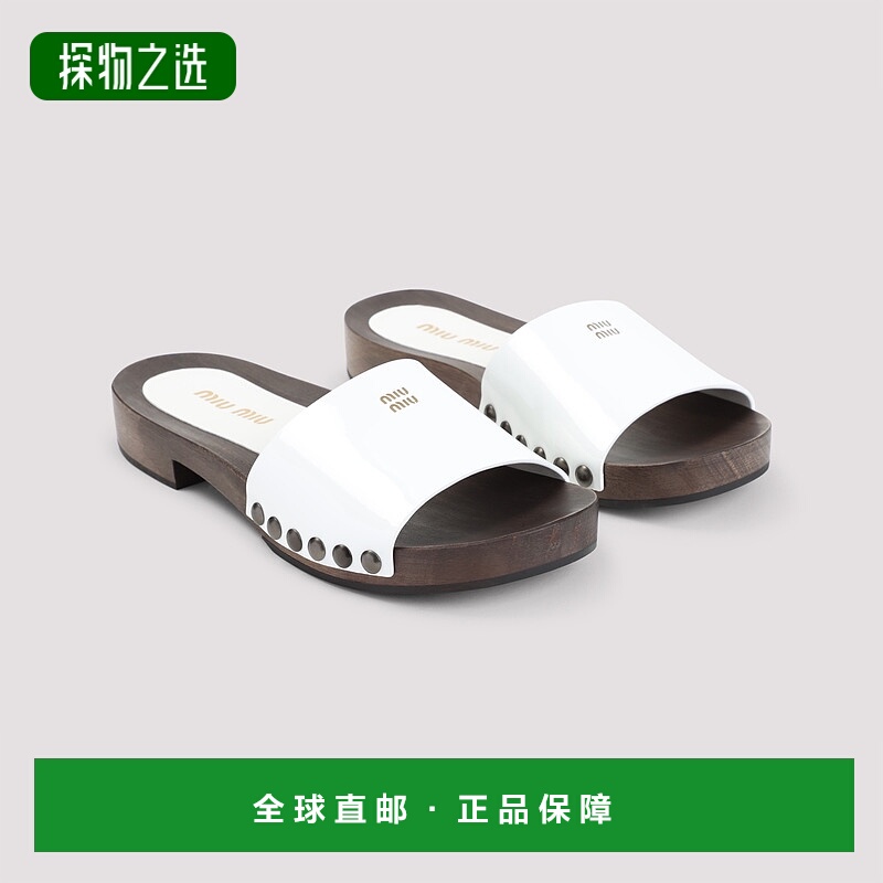 1h可退 香港直邮Miu Miu 缪缪 女士 白色皮质木屐 5Z425EFA030069